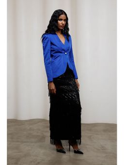 Advait - Ruri Blue Blazer With Skirt