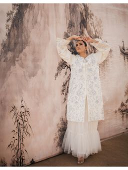 October - Cloud Handpainted Linen Satin Coat