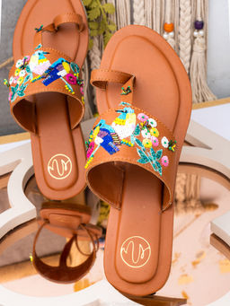 NR by Nidhi Rathi - Sequined Tan Kolhapuris