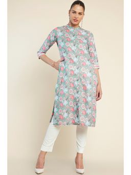 Soch - Women Blue Rayon Printed Kurta