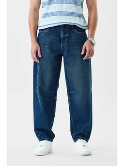 Snitch - Dark Blue Washed Relaxed Casual Jeans for Men