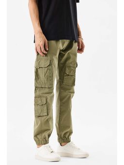 Snitch - Olive Solid Regular Casual Cargo Pants for Men