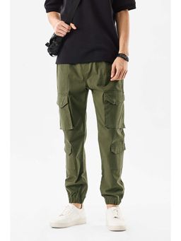 Snitch - Olive Solid Regular Casual Cargo Pants for Men