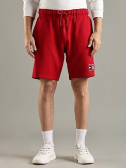 Tommy Hilfiger - Red Regular Fit Logo Mid Rise Shorts