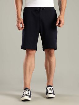 Tommy Hilfiger - Navy Blue Regular Fit Solid Mid Rise Shorts