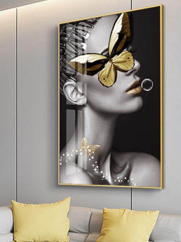 Smokey Cocktail - Butterfly On Eye Black Frame Wall Painting