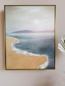 Smokey Cocktail - Seaside Sand Rust Gold Frame Wall Painting