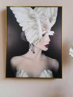 Smokey Cocktail - Wings Crown Rust Gold Frame Wall Painting