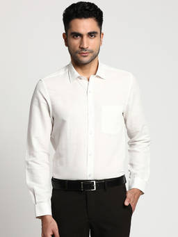 Turtle - Mane's White Solid Collar Neck Formal Shirt