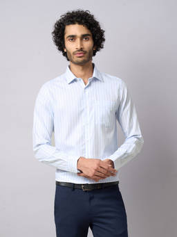 Turtle - Mane's Blue Stripes Collar Neck Formal Shirt