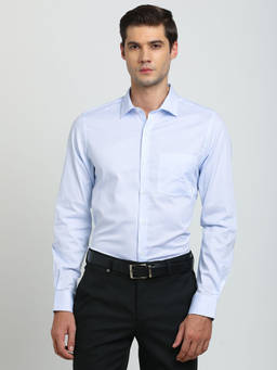 Turtle - Mane's Blue Printed Collar Neck Formal Shirt