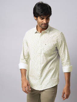 Turtle - Mane's Grey Printed Collar Neck Casual Shirt