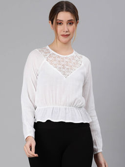 Oxolloxo - White Solid Regular Fit Top