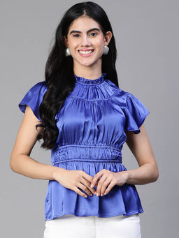 Oxolloxo - Blue Solid Regular Fit Top