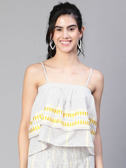 Oxolloxo - Beige Stripes Regular Fit Top