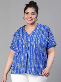 Oxolloxo - Blue Printed Regular Fit Top