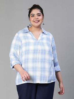 Oxolloxo - Blue Checks Regular Fit Top