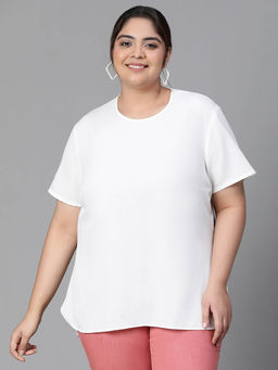 Oxolloxo - White Solid Regular Fit Top