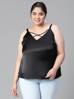 Oxolloxo - Black Solid Regular Fit Top