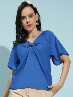 Oxolloxo - Blue Solid Regular Fit Top