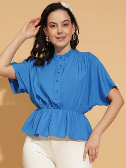 Oxolloxo - Blue Solid Regular Fit Top