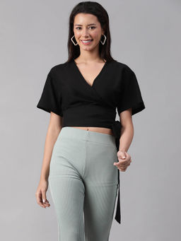 Oxolloxo - Black Solid Regular Fit Top