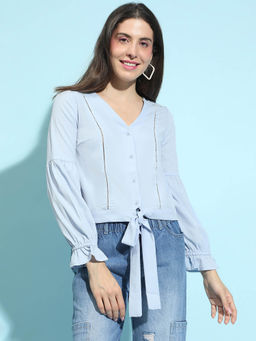 Oxolloxo - Blue Solid Regular Fit Top