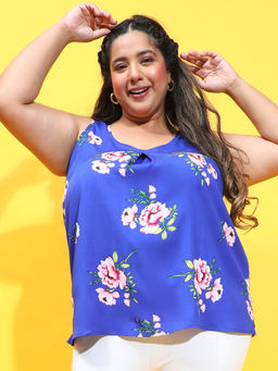 Oxolloxo - Blue Floral Regular Fit Top