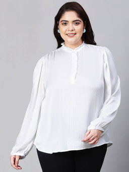 Oxolloxo - White Solid Regular Fit Top