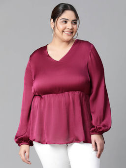 Oxolloxo - Wine Solid Regular Fit Top