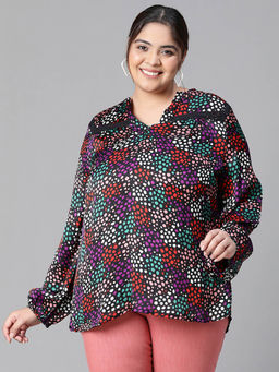 Oxolloxo - Black Printed Regular Fit Top