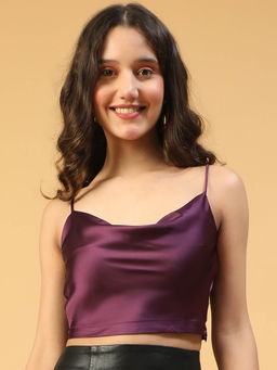 Oxolloxo - Purple Solid Fitted Fit Crop Top