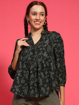 Oxolloxo - Green Printed Regular Fit Top