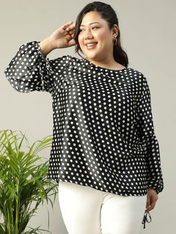 Oxolloxo - Black Polka Dots Regular Fit Top