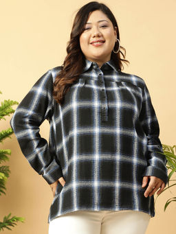 Oxolloxo - Black Checks Regular Fit Top