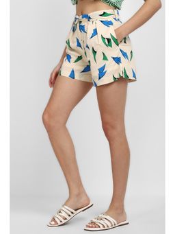 Allen Solly - Women Beige Print Regular Fit Shorts With Belt (Set of 2)