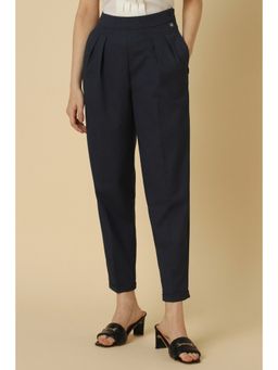 Allen Solly - Women Navy Regular Fit Textured Formal Trousers