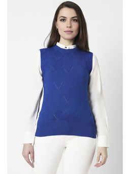 Van Heusen - Women Blue Solid Round Neck Sweater