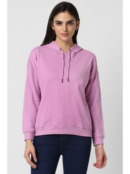 Van Heusen - Women Pink Solid Hooded Neck Sweatshirt