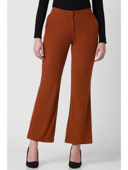 Van Heusen - Women Rust Solid Formal Regular Fit Trousers