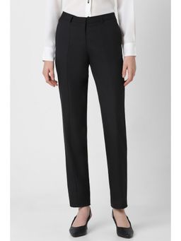 Van Heusen - Women Black Solid Formal Regular Fit Trousers
