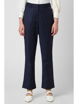 Van Heusen - Women Navy Stripe Formal Regular Fit Trousers