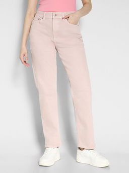 American Eagle - Women Pink Stretch Super High Waisted Straight Jean