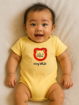 Somersault - Yellow Stay Wild Embroidered Cotton Bodysuit