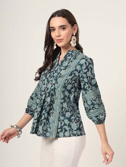 Style Quotient - Women Teal Printed Top
