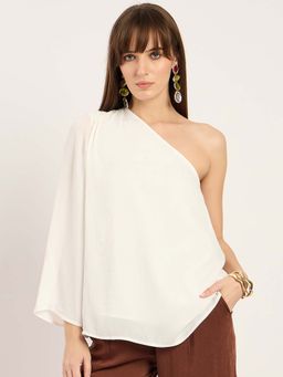 Femmella - White One Shoulder Satin Top