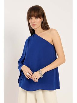 Femmella - Royal Blue One Shoulder Satin Top