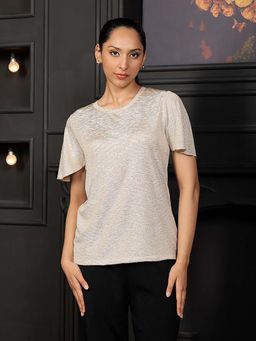 SALT Attire - Zina Beige Round Neck Top