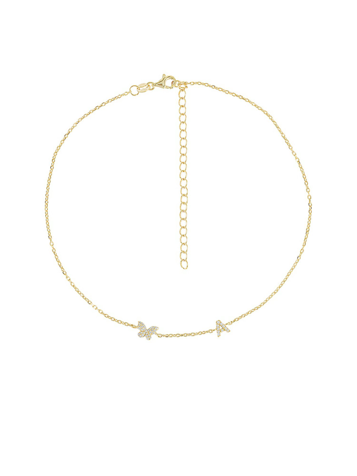 Adina Eden アンクレット チェーン バタフライ 蝶 ビジュー Small Pave X Baguette Butterfly Necklace | Adina Eden Jewels