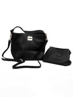 Odette - Classic Black Satchel Bag With A Detachable Pouch